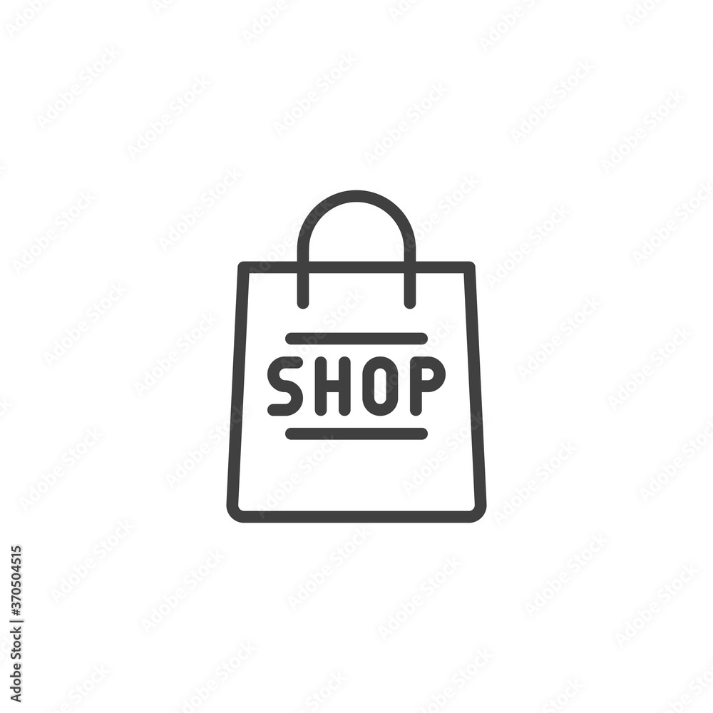 Shop bag line icon. linear style sign for mobile concept and web design. Shopping bag outline vector icon. Symbol, logo illustration. Vector graphics Shop bag line icon. linear style sign for mobile concept and web design. Shopping bag outline vector icon. Symbol, logo illustration. Vector graphics