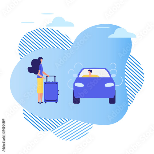 People car Taxi service City transportation Vector