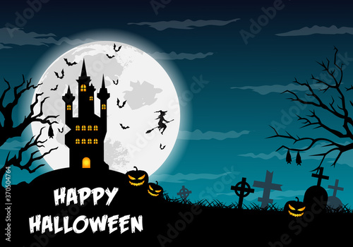 Happy halloween poster, trick or treat card, halloween party background, flyer template with horror elements, halloween vector illustration.
