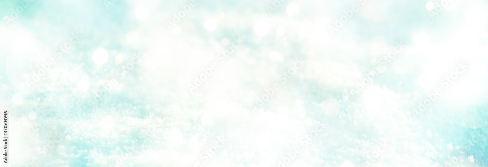 Christmas winter background banners with bokeh lights in snow - abstract magical panorama - greeting card
