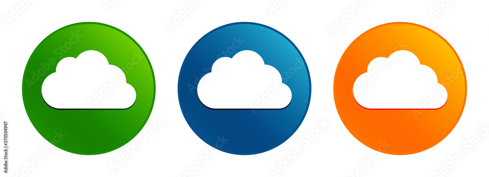 Cloud icon liquid design round button set illustration Cloud icon liquid design round button set illustration