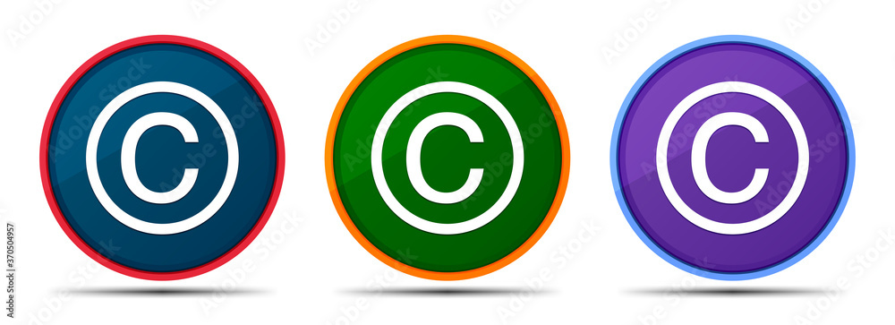 Copyright symbol icon silky smart flat round buton set illustration