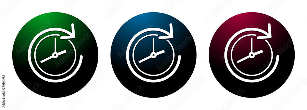 History icon night surface round button set illustration History icon night surface round button set illustration