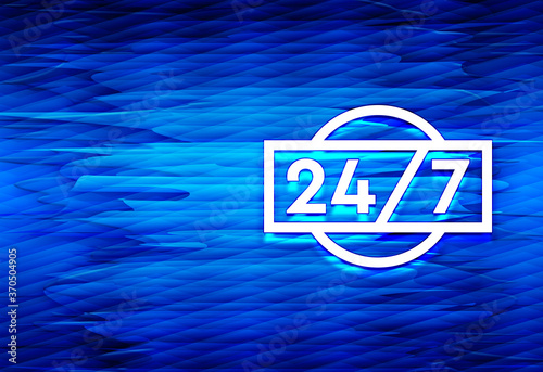 24/7 icon aqua wave abstract blue background illustration