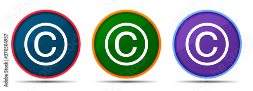 Copyright symbol icon silky smart flat round buton set illustration