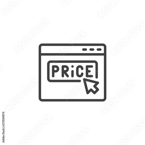 Click on price line icon. Online shopping linear style sign for mobile concept and web design. Website with price button outline vector icon. Symbol, logo illustration. Vector graphics