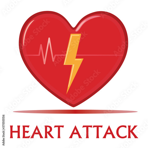 Heart attack illustration vector on isolated white background. 