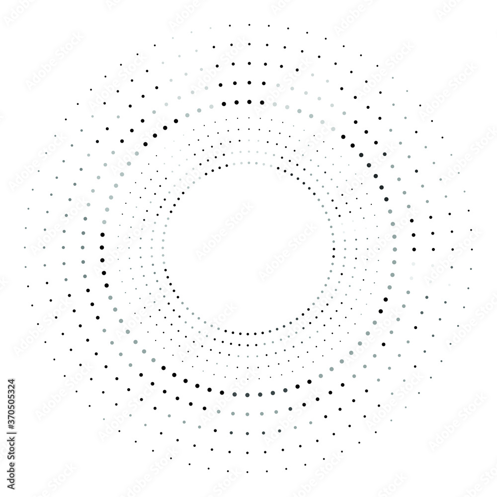 Halftone dots in circle form. Circular Music equalizer . Audio waves . Sound frequency . round logo . vector dotted frame . design element