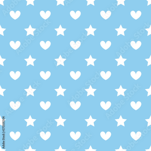 Wallpaper Mural Cute heart and star seamless pattern vector on blue background.  Torontodigital.ca