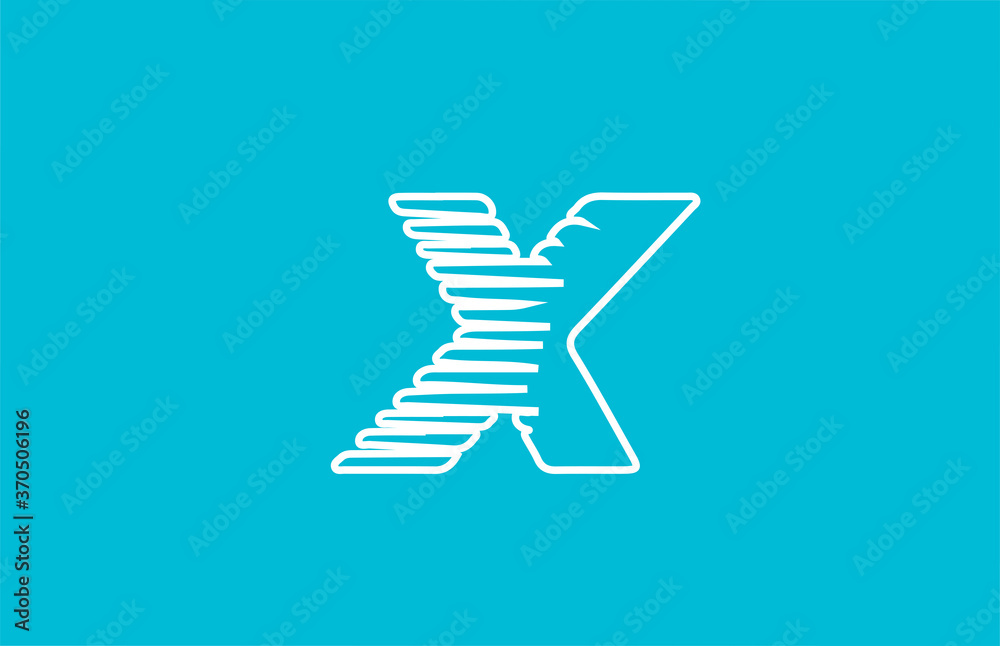 line wire X alphabet letter logo icon. White blue colour for company and business design line wire X alphabet letter logo icon. White blue colour for company and business design