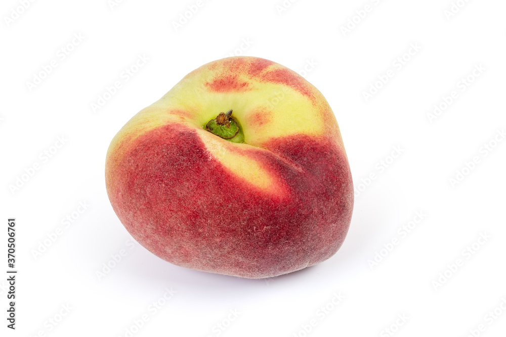 Single flat peach on a white background Single flat peach on a white background