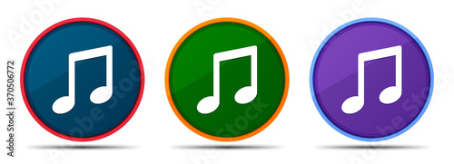 Music note icon silky smart flat round buton set illustration