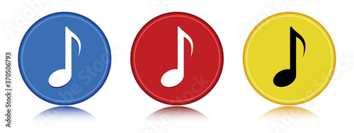 Musical note icon flat round button set illustration