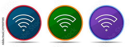 Wifi icon silky smart flat round buton set illustration