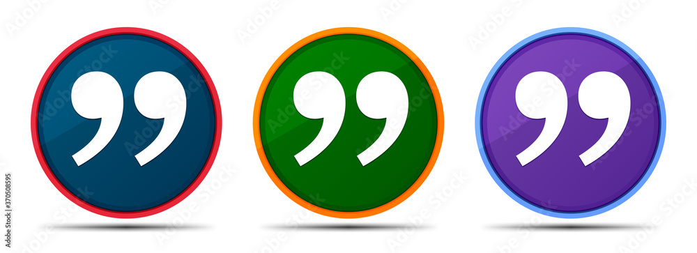 Quote icon silky smart flat round buton set illustration