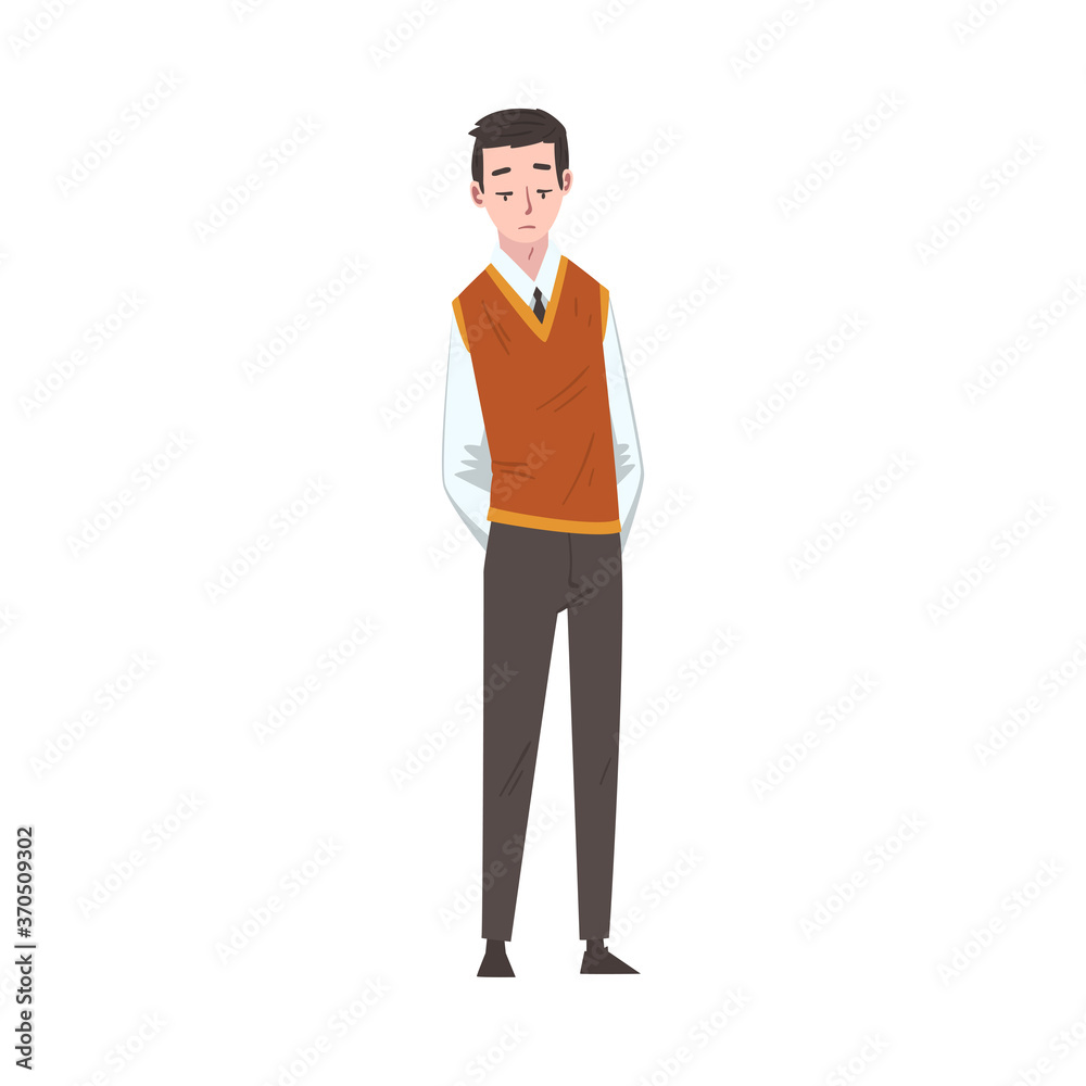 Sad Businessman, Stressed Male Office Worker Character in Business Clothes, Tired or Exhausted Manager Vector Illustration
