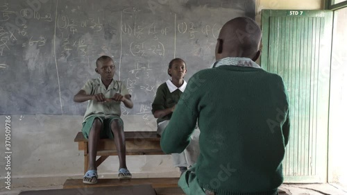 Hearing impaired children, learning sign language at school for the deaf. Kenya, Africa.