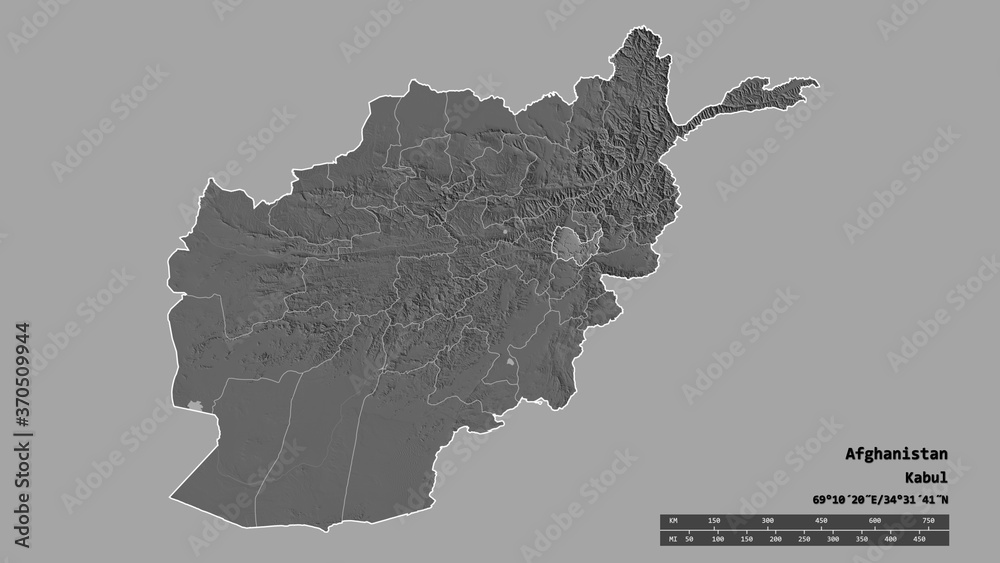 Location of Kabul, province of Afghanistan,. Bilevel