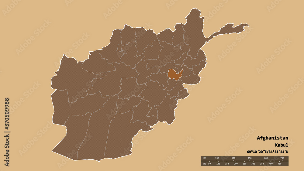 Location of Kabul, province of Afghanistan,. Pattern