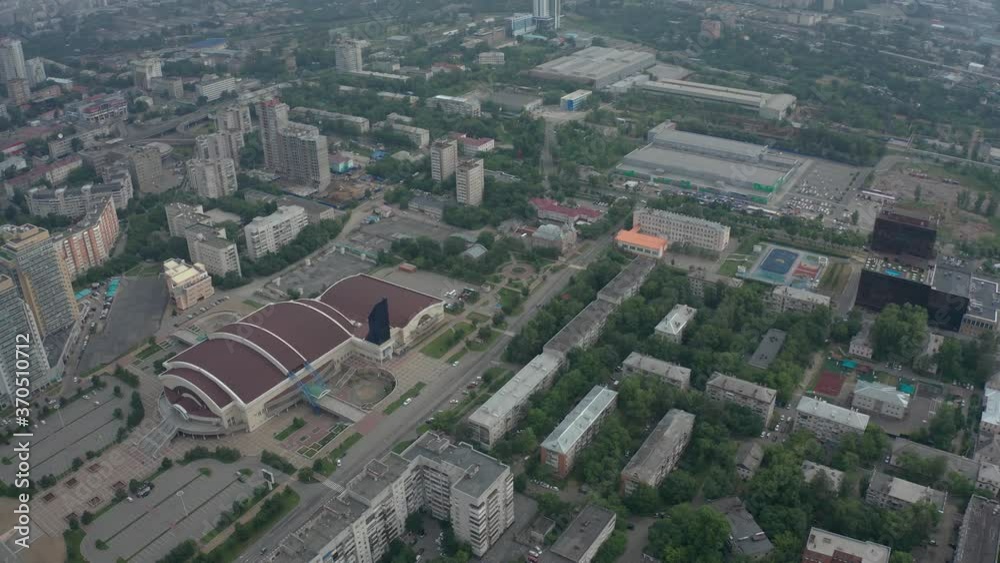 Panorama of the city of Khabarovsk. 2020 year. Taken from the drone. Panorama of the city of Khabarovsk. 2020 year. Taken from the drone.