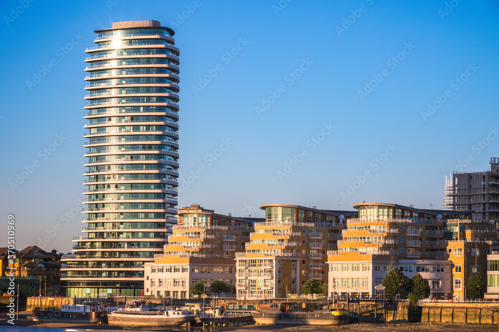 Riverside development apartments Oyster Wharf set on Battersea Embankment in London Riverside development apartments Oyster Wharf set on Battersea Embankment in London