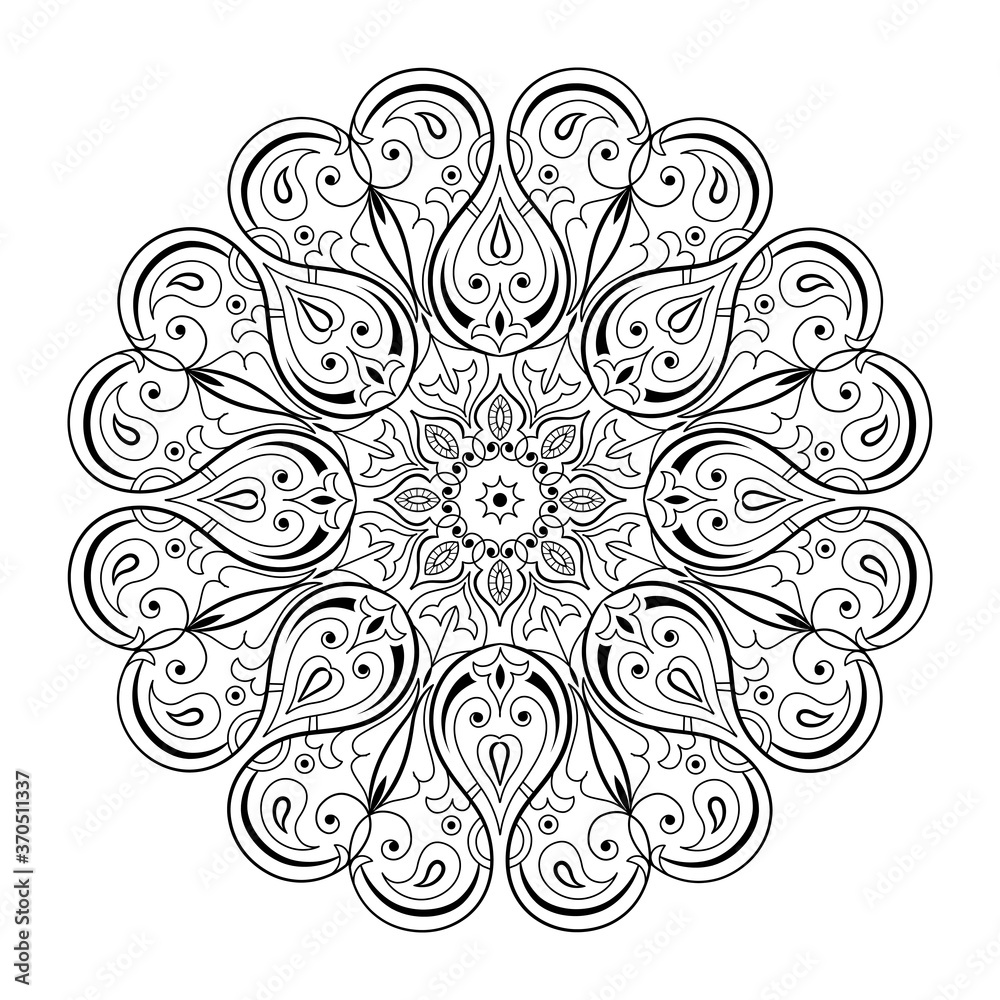 Circular pattern in form of flower mandala. Vintage decorative elements. Oriental pattern, vector illustration.