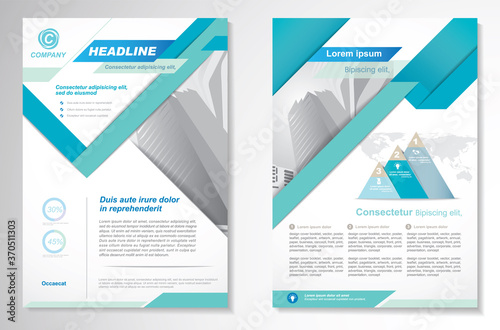 Template vector design for Brochure, AnnualReport, Magazine, Poster, Corporate Presentation, Portfolio, Flyer, infographic, layout modern with blue color size A4, Front and back, Easy to use and edit.