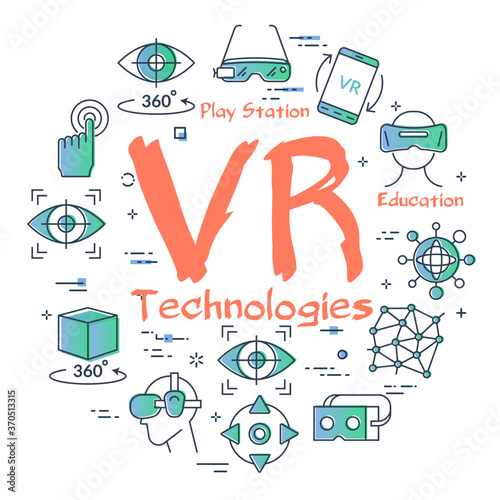 Vector virtual reality concept with VR letters