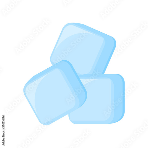 Ice cubes icon vector. Cartoon frosted water for cocktails. Three ice for moisture and health.