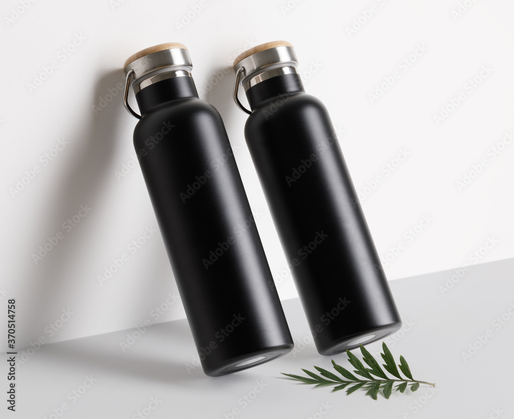 Realistic black bottle mockup template Realistic black bottle mockup template