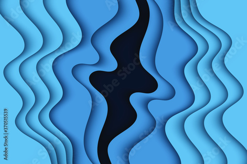 Abstract curved wave template for your design. Vector illustration with curves lines. Wavy paper cut background.