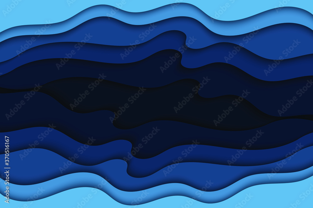 Abstract curved wave template for your design. Vector illustration with curves lines. Wavy paper cut background.