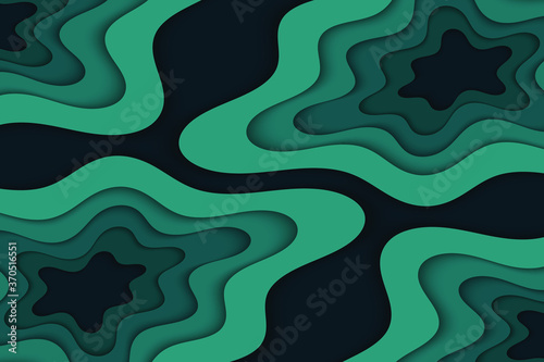 Abstract curved wave template for your design. Vector illustration with curves lines. Wavy paper cut background.