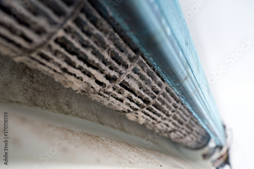 Dust and mold on the fan, radiator inside the air conditioner 