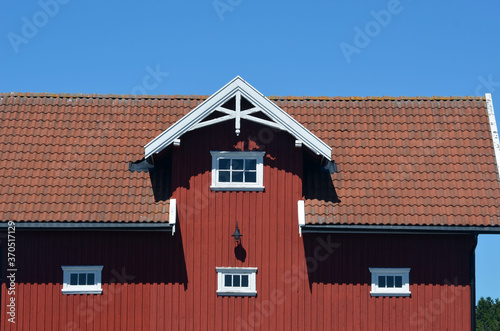 A typical Norwegian farm.Traditional buildings.