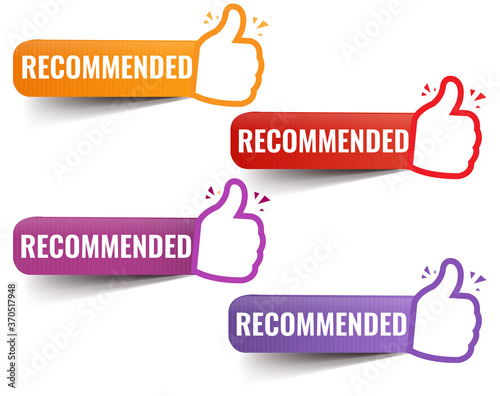 Recommended Labels Set With Ribbon And White Background With Gradient Mesh, Vector Illustration