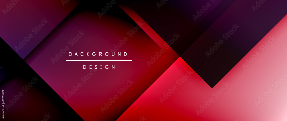 Fototapeta premium Square shapes composition, fluid gradient geometric abstract background. 3D shadow effects, modern design template