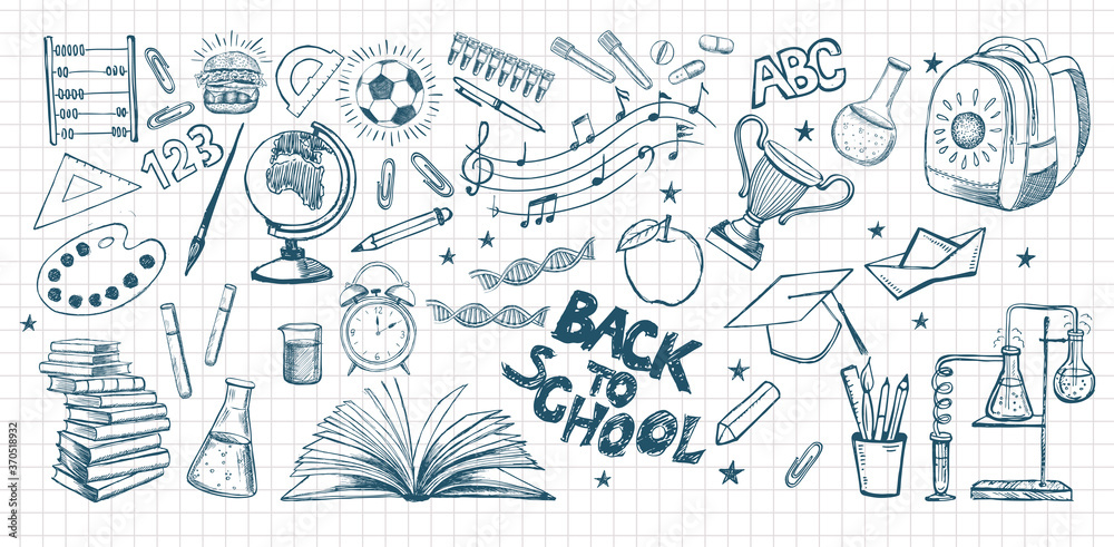Back To School. Hand Drawn Doodle illustration. Vector Set. Back To School. Hand Drawn Doodle illustration. Vector Set.