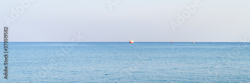 tourist ship transports people to the sea. banner