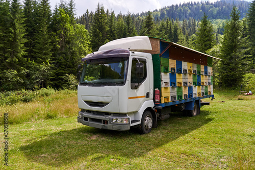 Lorry with bee hives