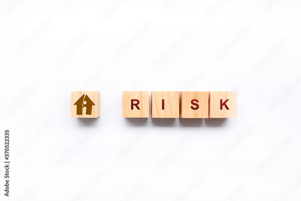 Cubes with risk word on white background Cubes with risk word on white background