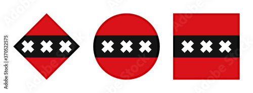 amsterdam flag icon set, isolated on white background 