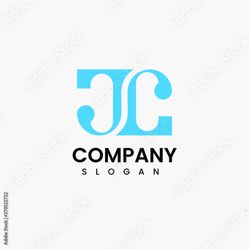initial letter JC logotype company name colored blue swoosh design. vector logo for business and company identity.