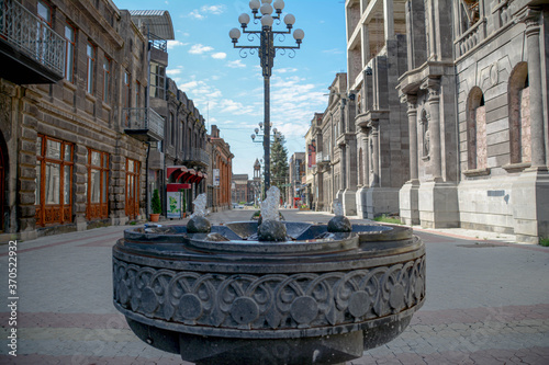 Fototapeta Naklejka Na Ścianę i Meble -  Gyumri city. Cozy streets of Gyumri with beautiful houses