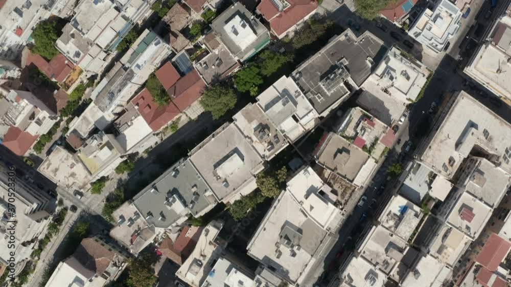 Overhead Top Down Birds View of Athens, Greece City Streets at Daylight Overhead Top Down Birds View of Athens, Greece City Streets at Daylight