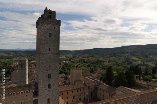 View of the town of San Gimignano from the top of one of the towers