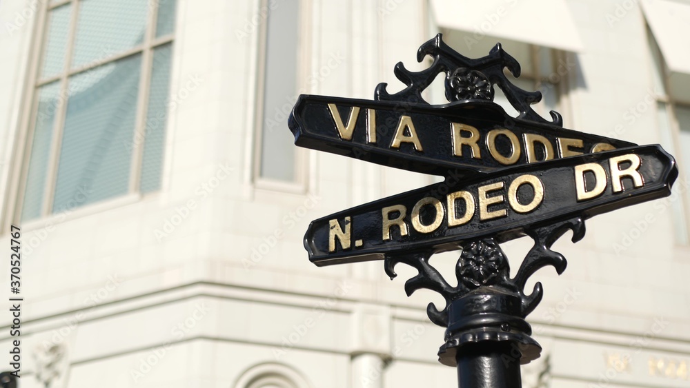 Stock photo of Rodeo Drive sign, Beverly Hills, Los Angeles
