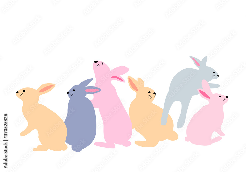 Set of cute bunny. Easter day design concept. Vector illustration for greeting card, banner and poster. Set of cute bunny. Easter day design concept. Vector illustration for greeting card, banner and poster.