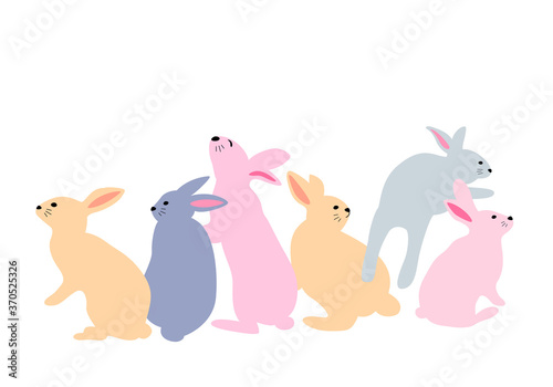 Set of cute bunny. Easter day design concept. Vector illustration for greeting card, banner and poster. © wowow