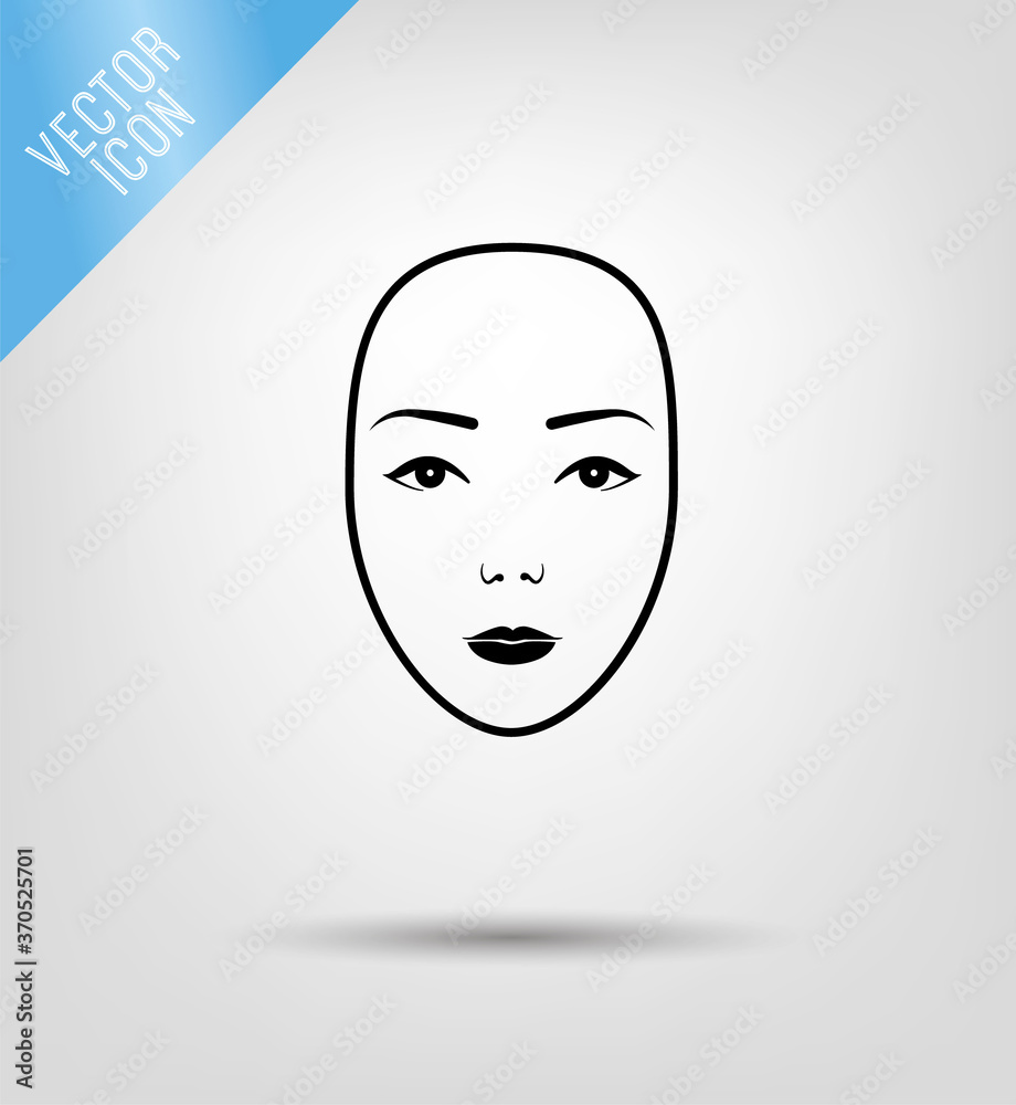 Female face simple flat vector icon. Human head pictogram Female face simple flat vector icon. Human head pictogram